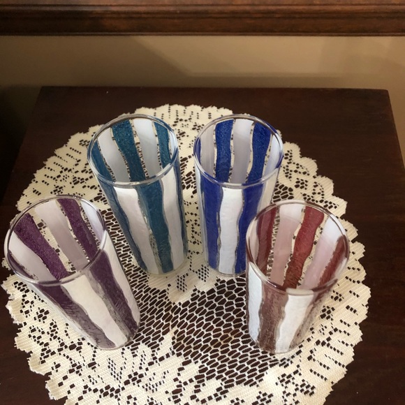 Mid Century Modern Striped Cocktail Glasses - Picture 2 of 6